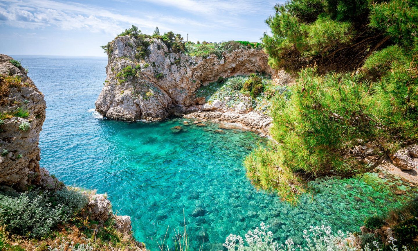 Cliffs of Buža Beach near Dubrovnik Cliffs of Buža Beach near Dubrovnik