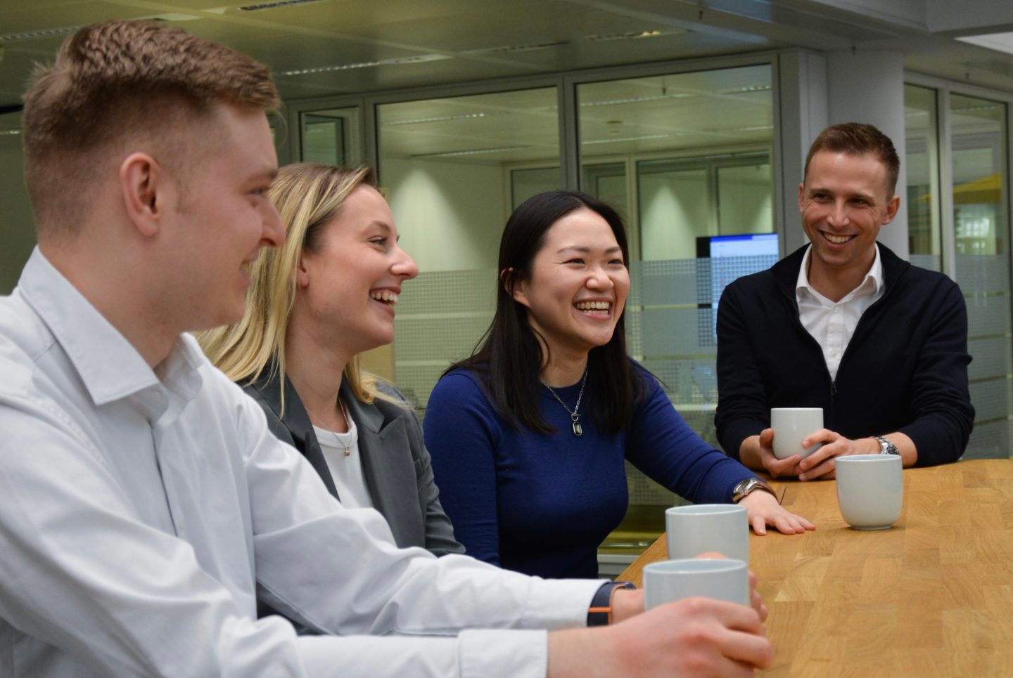 Discover Airlines employees during their coffee break