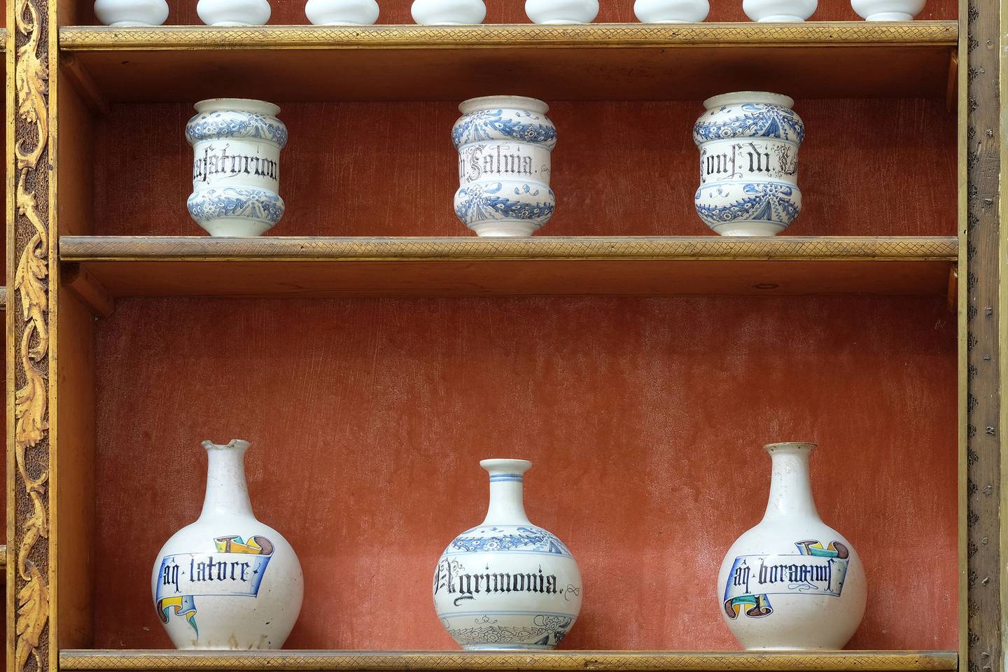 Old pharmacy bottles on the shelf