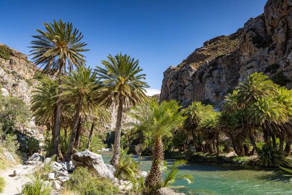 Preveli Beach am Fluss Megalopotamos auf Kreta