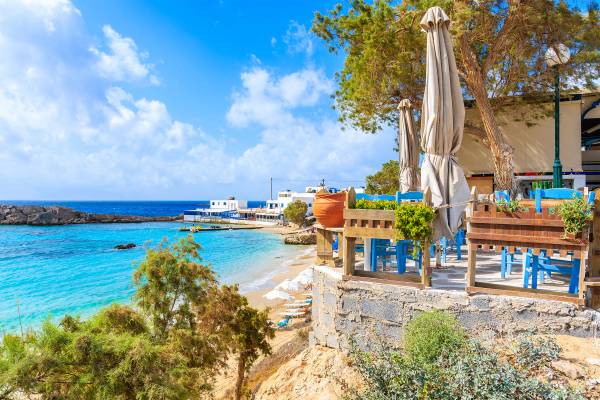 Bar on the cliff of Sunset Beach on Corfu