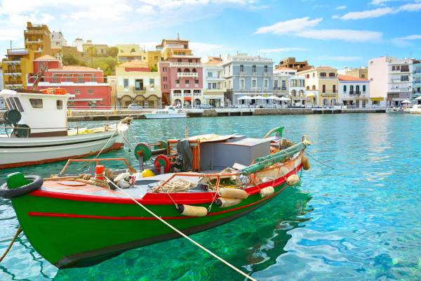 Boat in the port of Crete