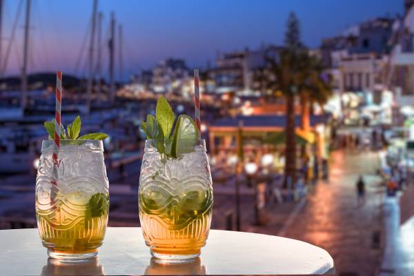 Cocktails at the harbour in Chania, Crete