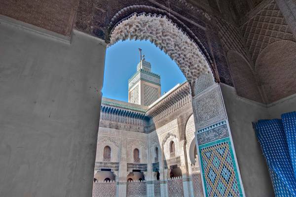 Architecture of the former Koranic school Medersa in Marrakech