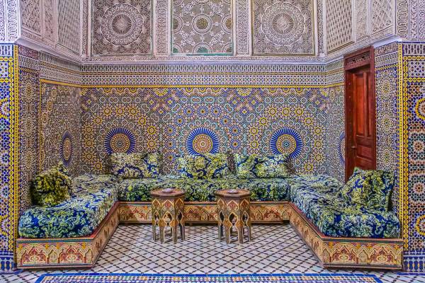 Colorful riad courtyard in Marrakech