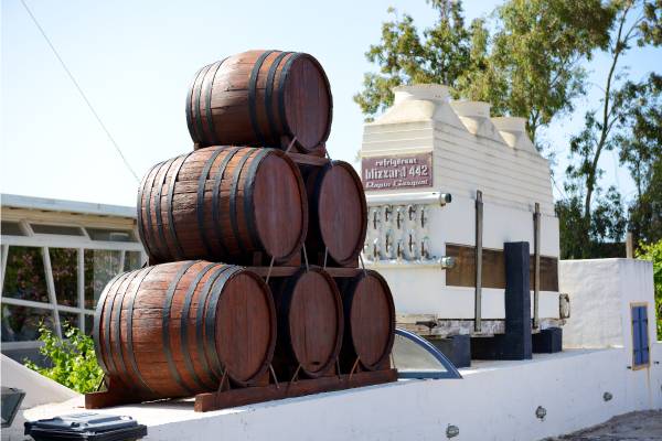 Wine barrels on Santorini